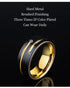 Men's 8mm Tungsten Black Gold Groove Line CZ Comfort-Fit Wedding Band